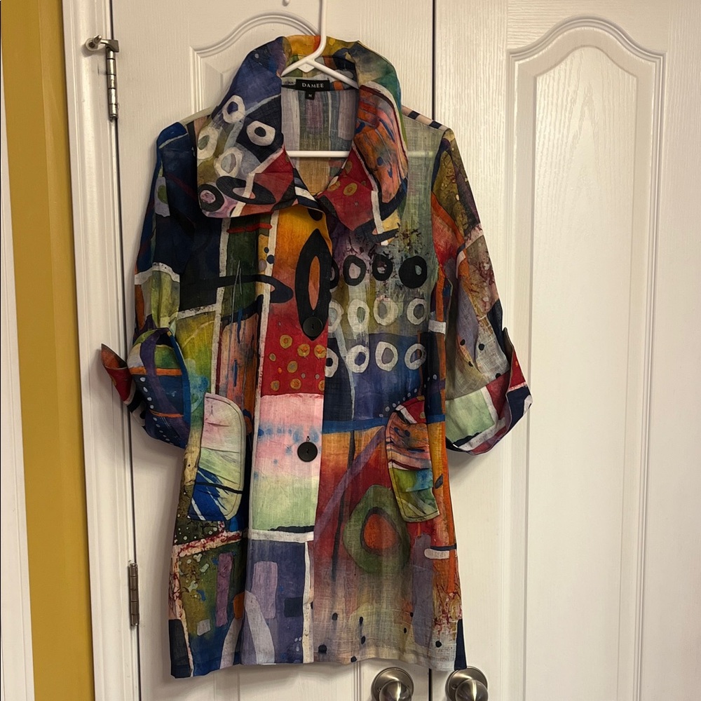 DameeMulticolor Abstract Button-Front Tunic